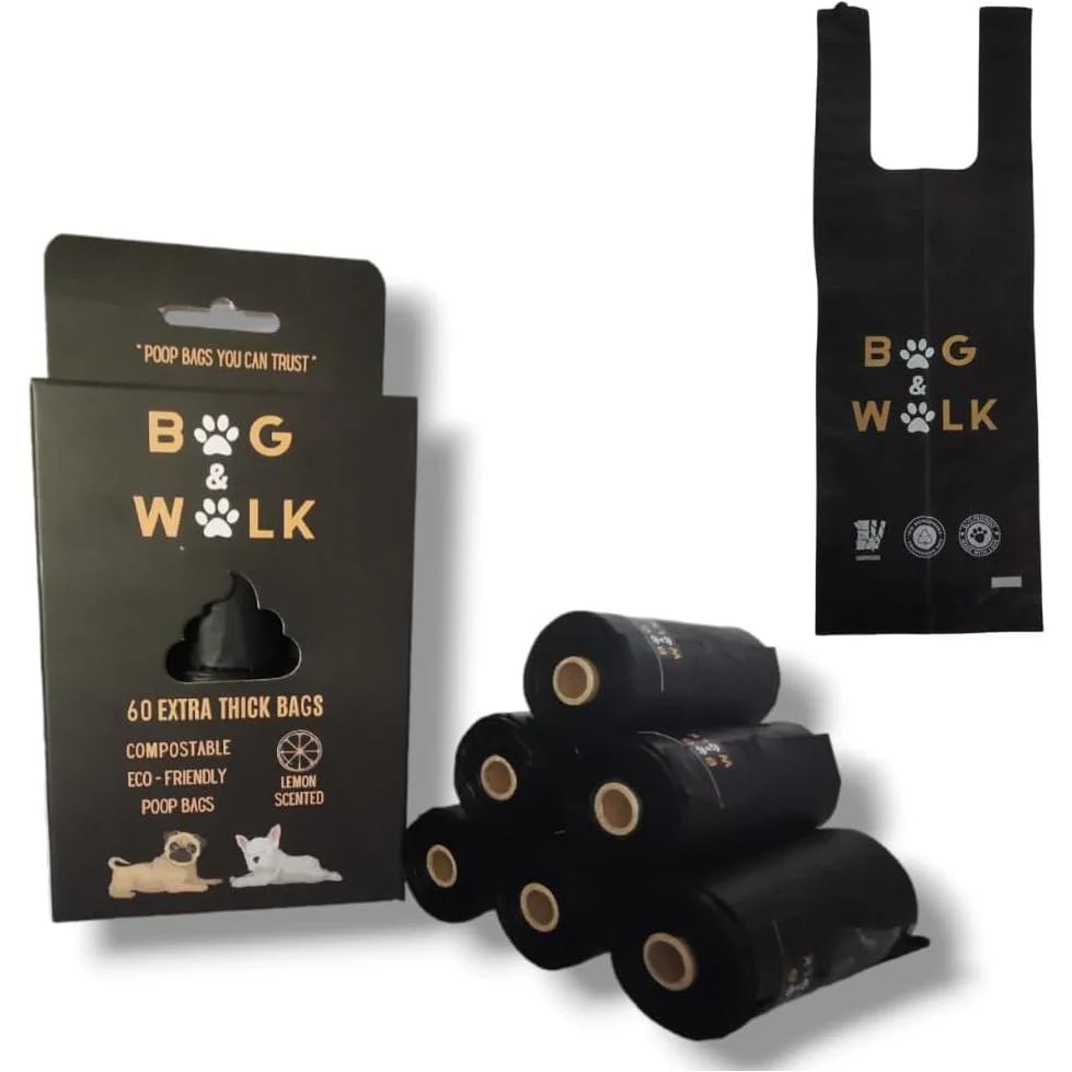 Bag & Walk 60 To 360 Bags - Extra Thick Dog Poo Bags - Lemon Scented For Dogs
