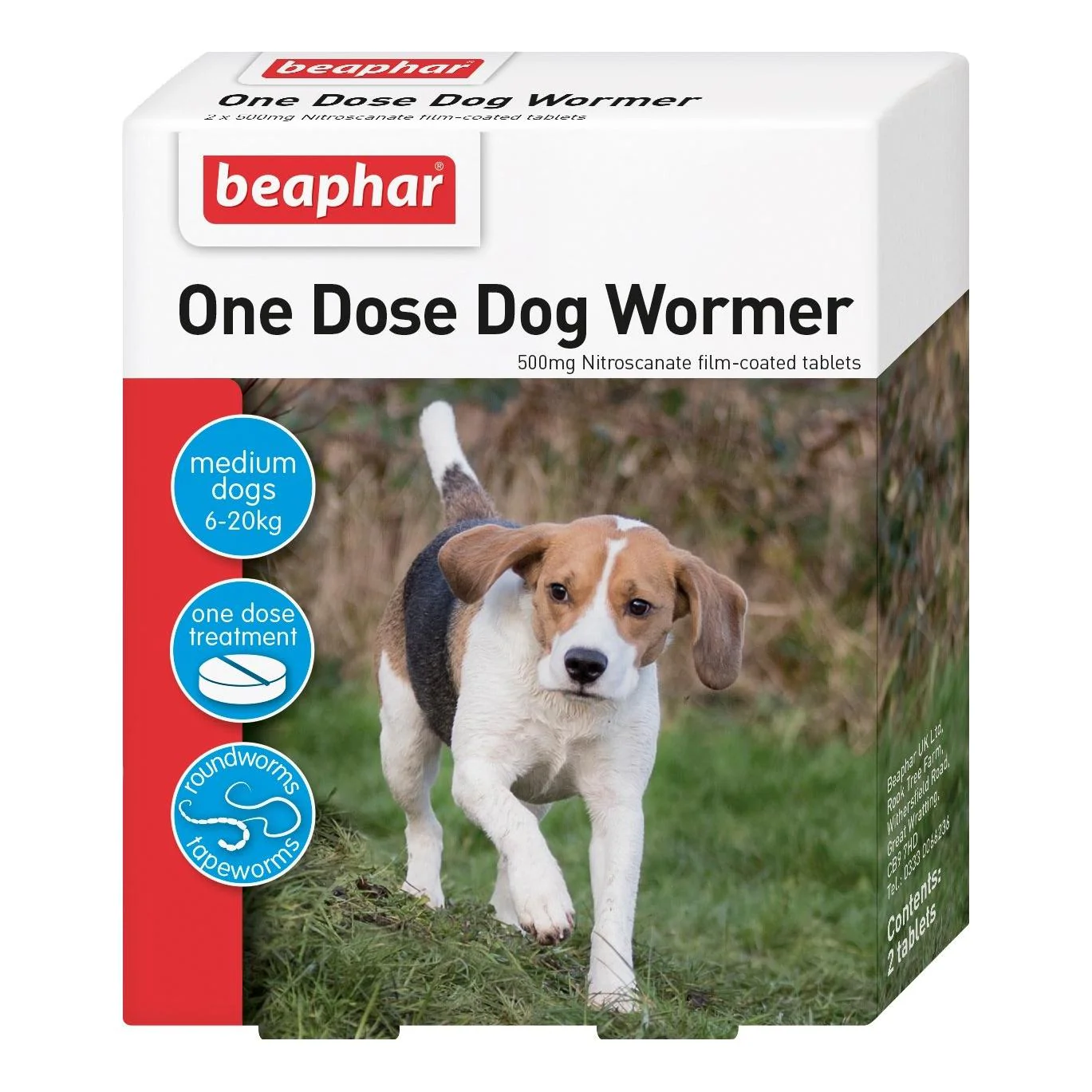Beaphar One Dose Wormer   Medium Dogs 2 tab