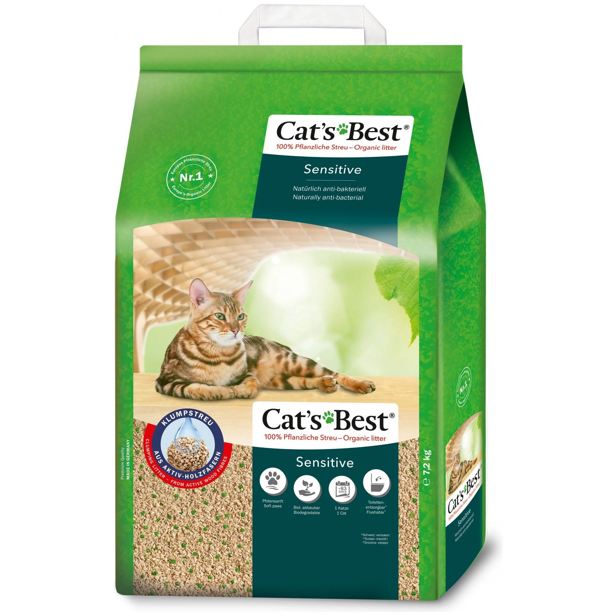 Cats Best Sensitive Clumping Cat Litter 7.2kg/20L Oko