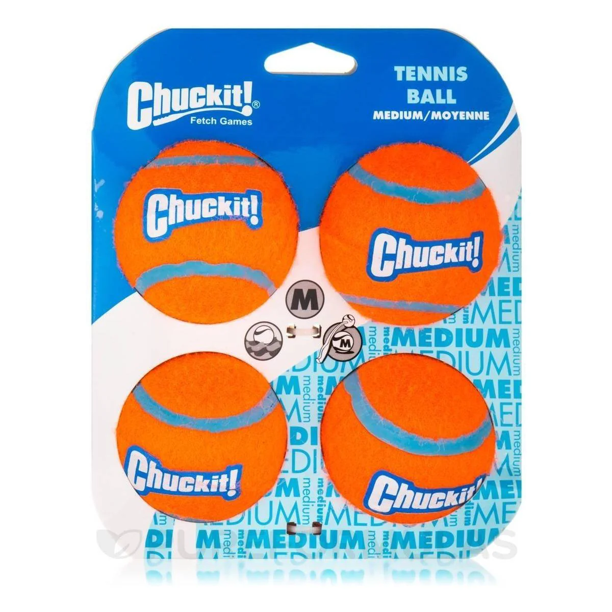 Chuckit Tennis Ball 4 Pack Medium 6.5cm