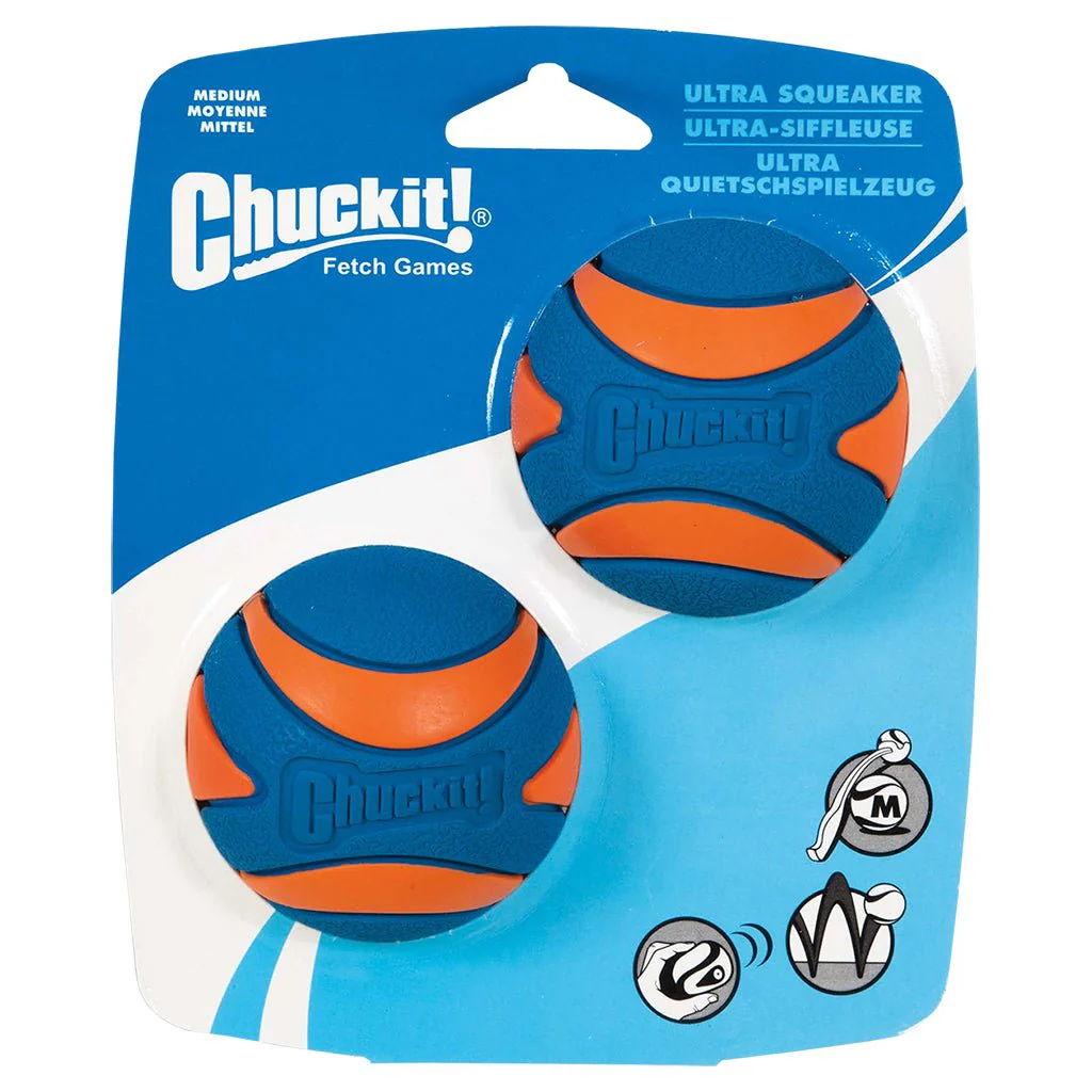 Chuckit Ultra Squeaker Ball Medium (2Pk) 6.5cm