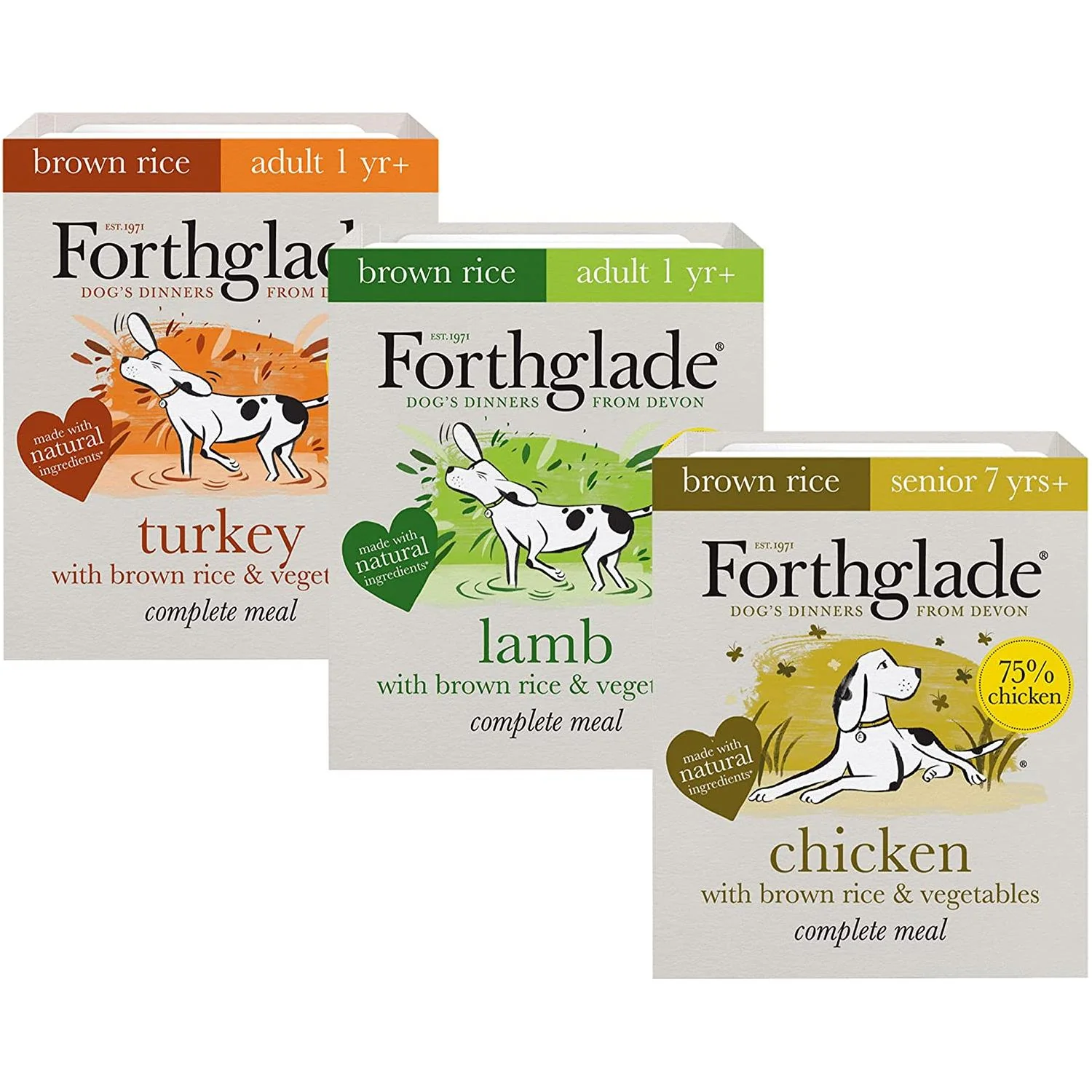 Forthglade Complete Meal with Brown Rice - Turkey, Lamb & Chicken Natural Wet Dog Food Variety Pack (12x395g) - Image 3
