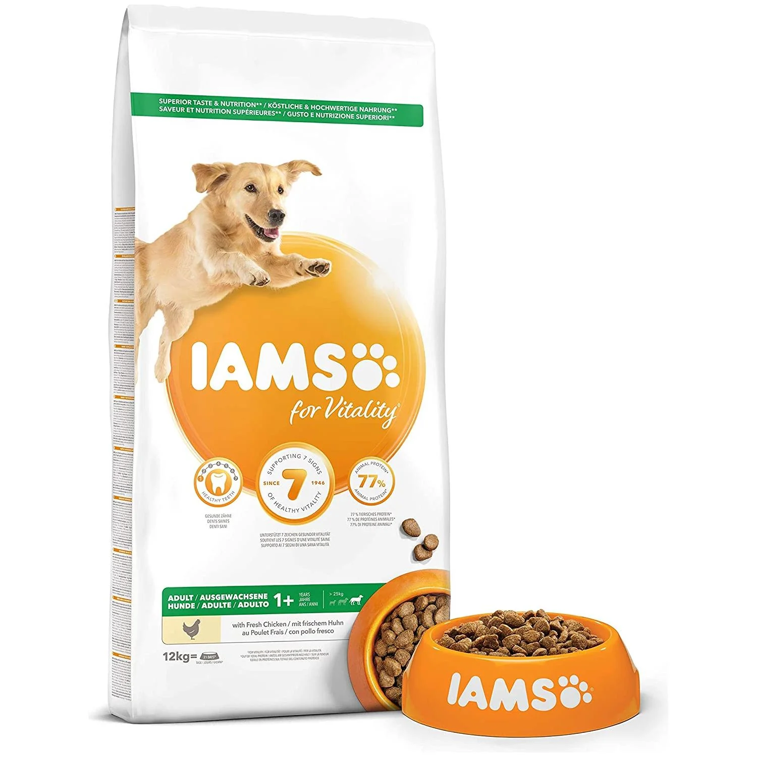 Iams for Vitality Adult Large Breed Dog Food with Fresh Chicken 12kg