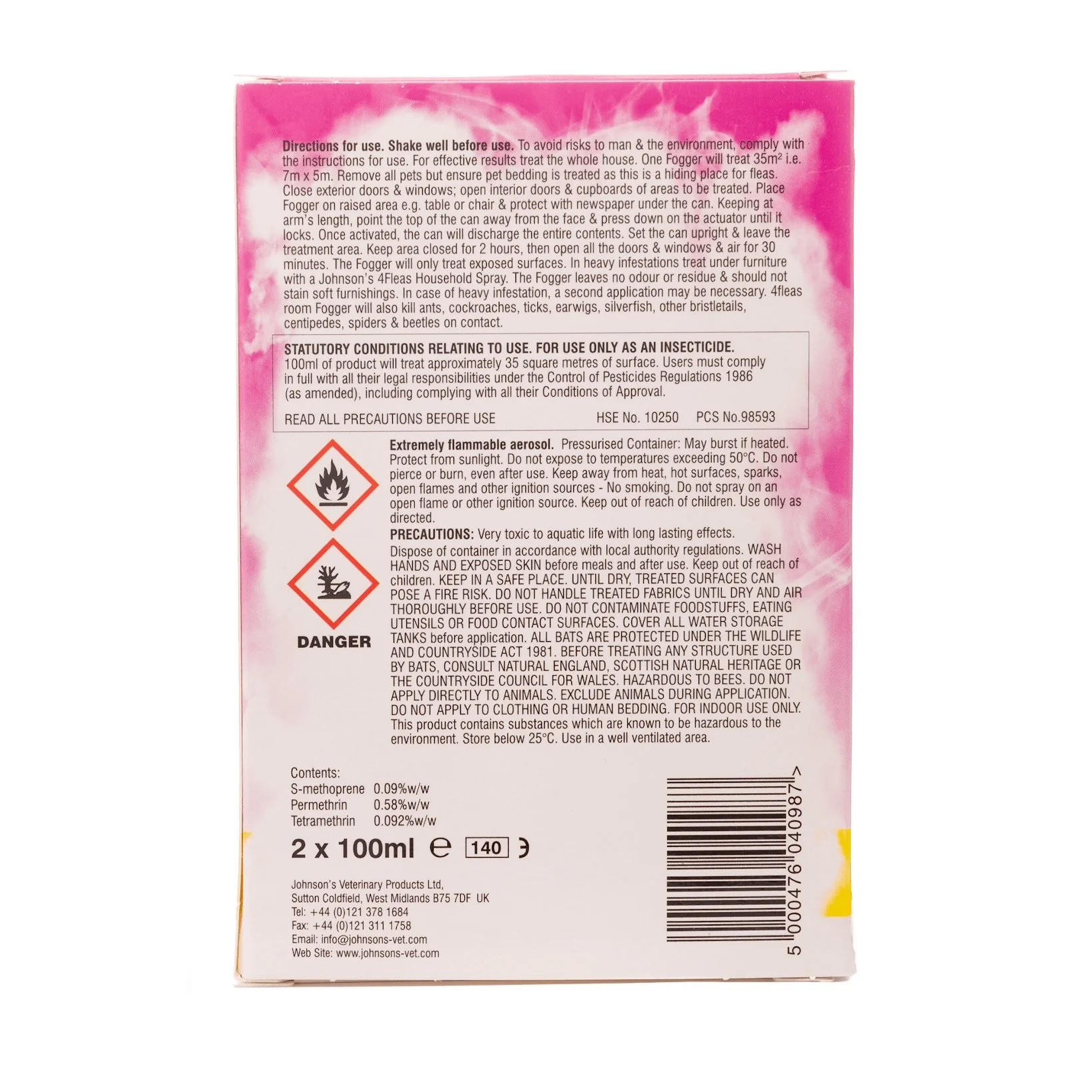 Johnsons 4fleas Fogger - Twin Pack 100ml Aerosol x 2 - Image 3