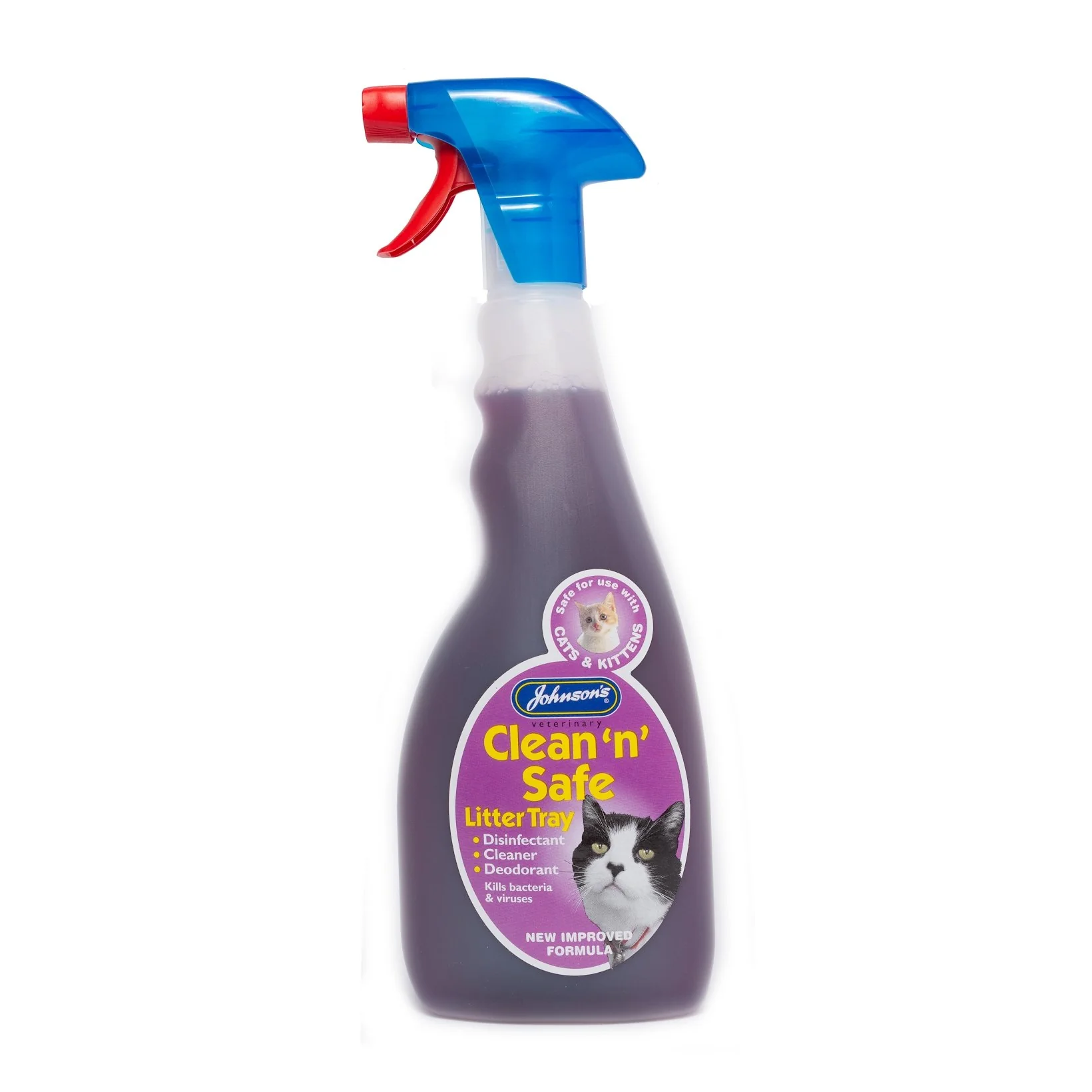 Johnsons Clean 'n' Safe Cat Litter Tray - Disinfectant 500ml Trigger Spray