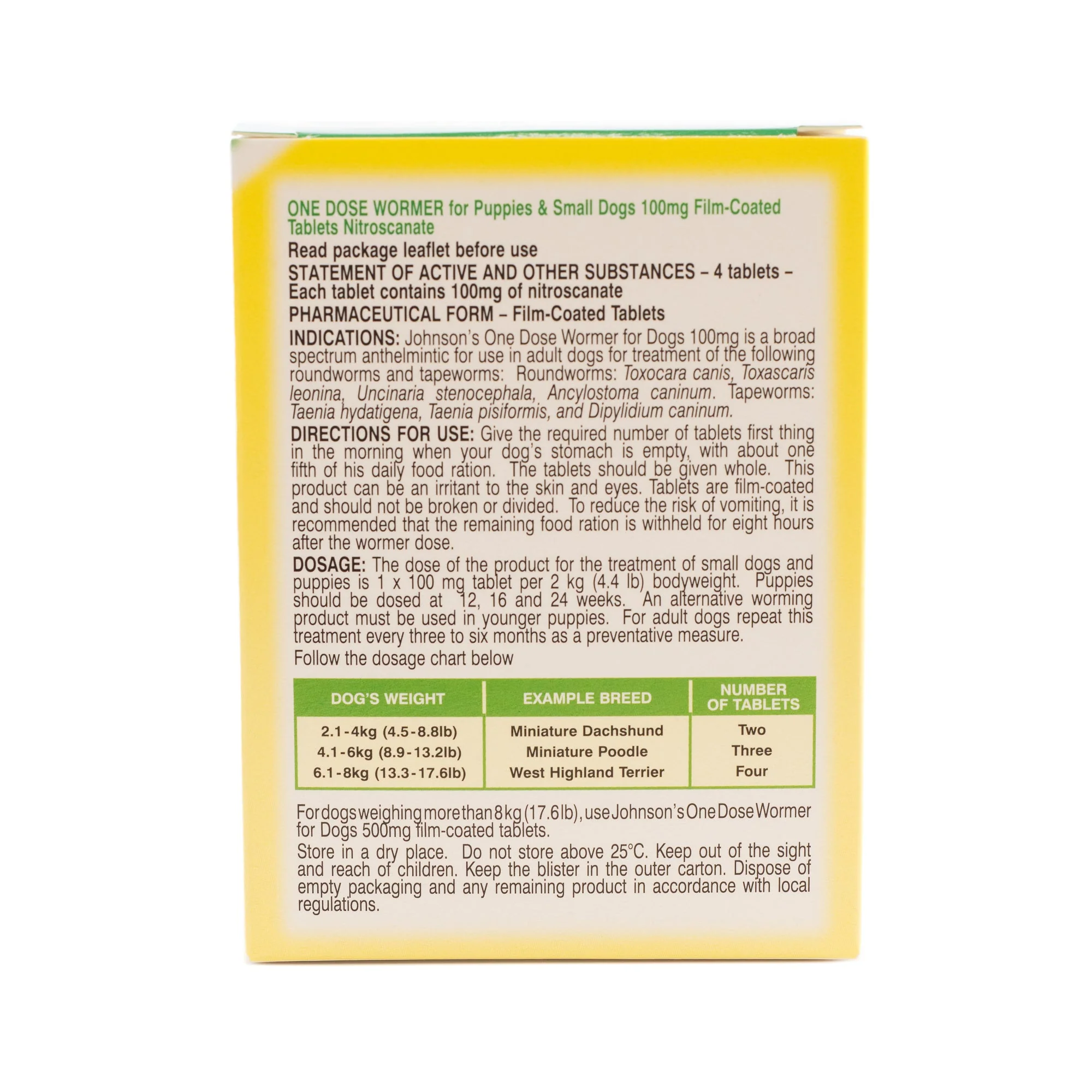 Johnsons One Dose Easy Wormer for Dogs - Size 1, 3 tablets - Image 2