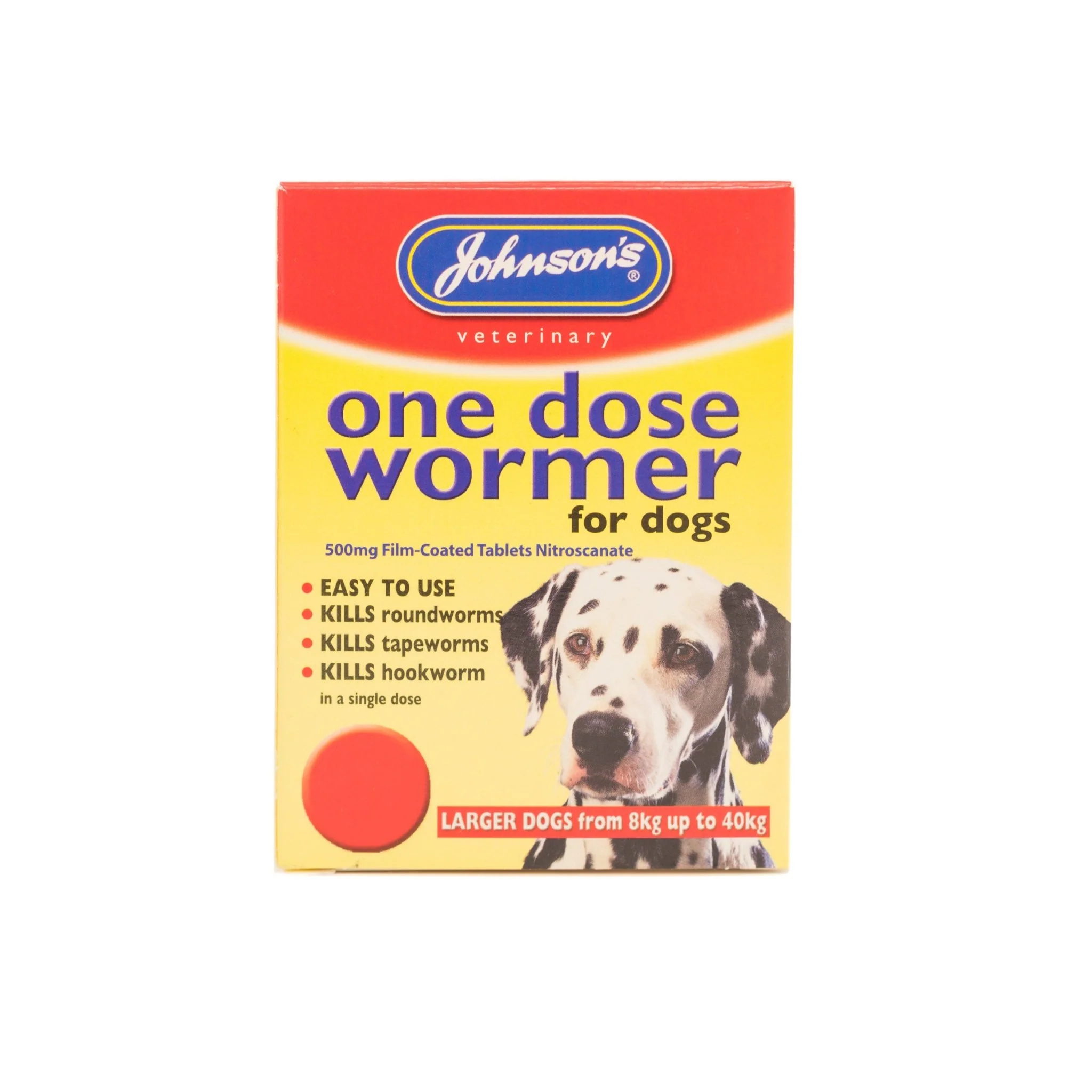 Johnsons One Dose Easy Wormer for Dogs - Size 3, 4 tablets