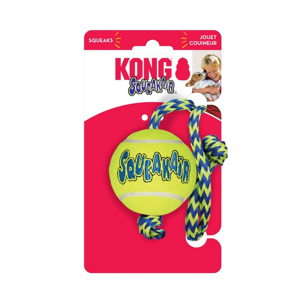 KONG SqueakAir Ball With Rope Medium