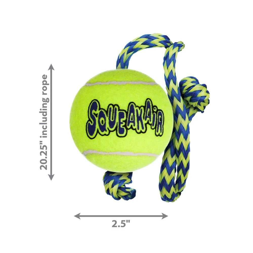 KONG SqueakAir Ball With Rope Medium - Image 3