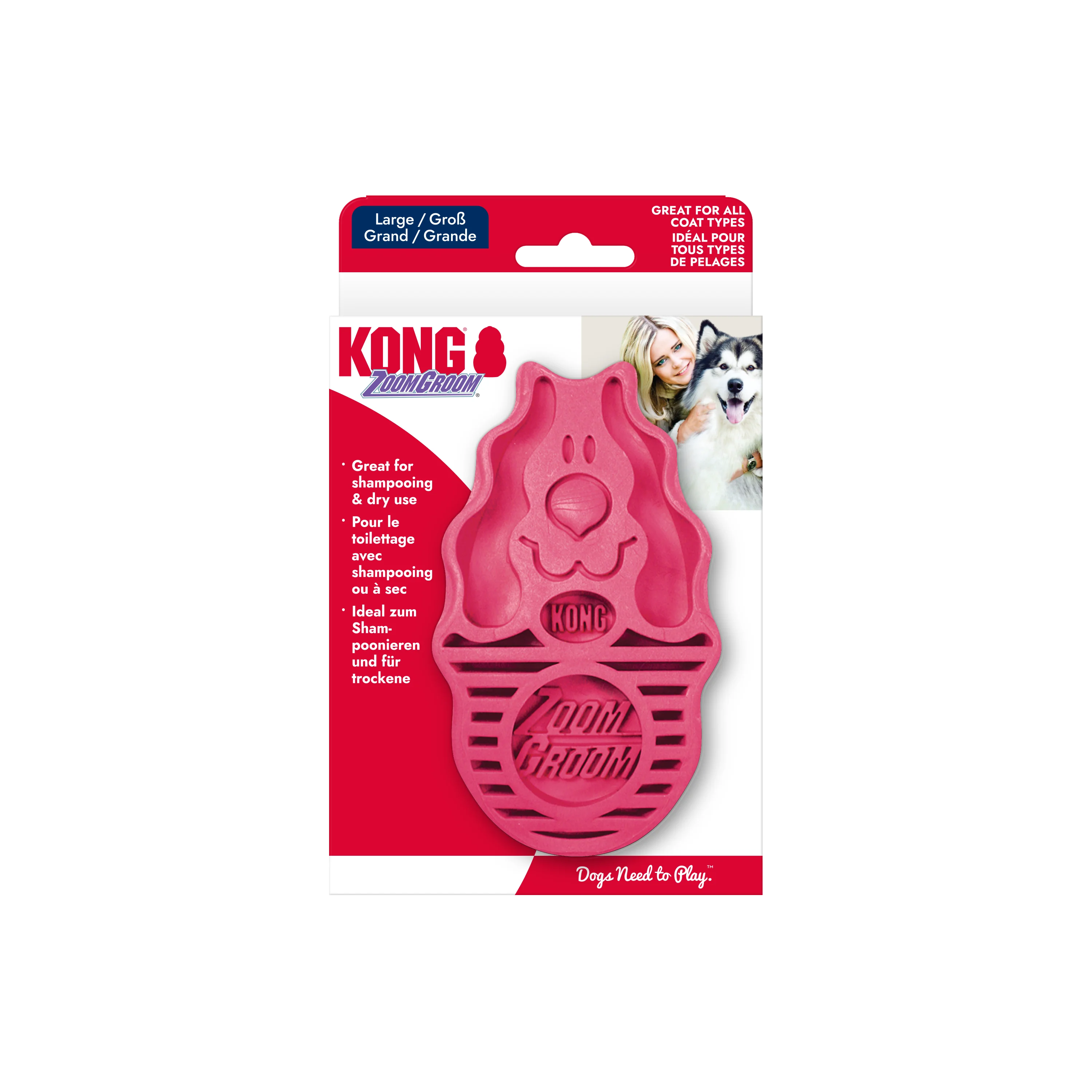 KONG ZoomGroom Raspberry Large
