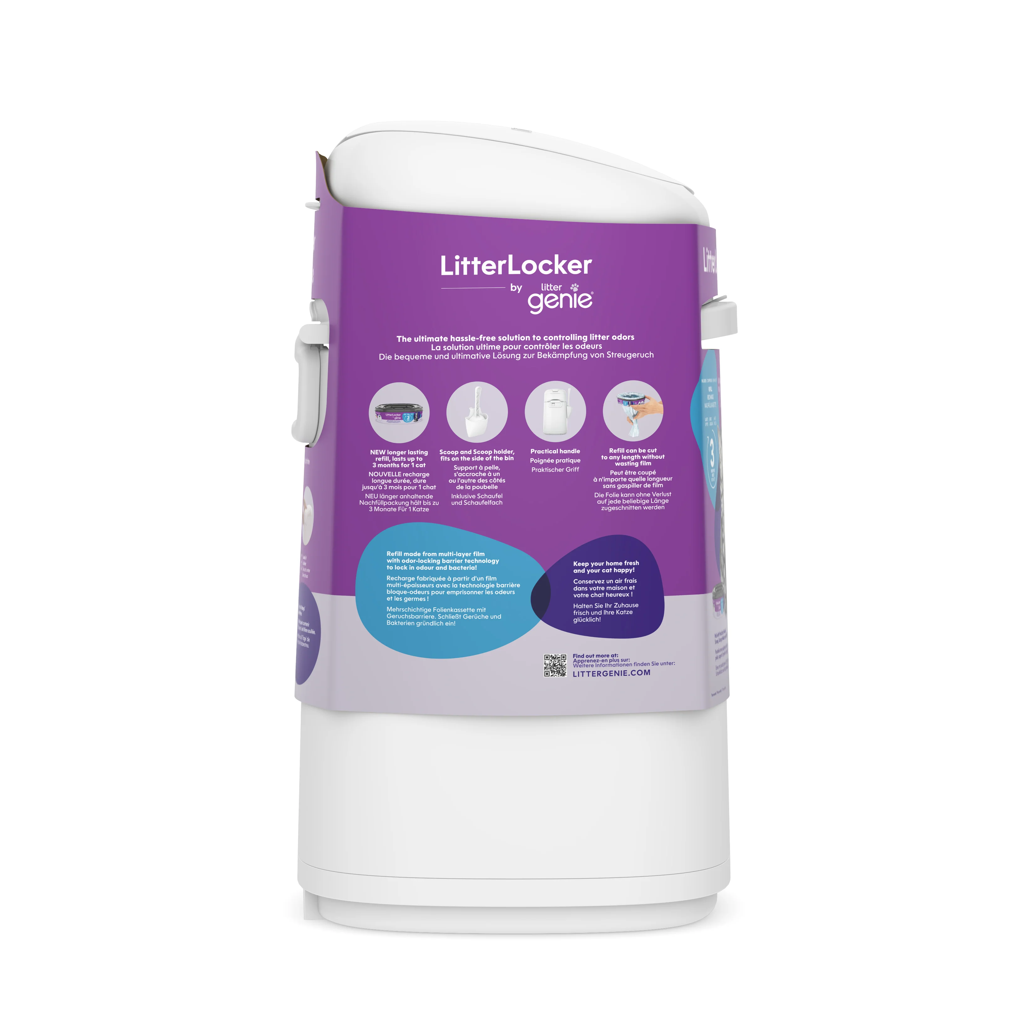 Litter Locker By Litter Genie Original Cat Waste Disposal Bin With 1 Octagonal Refill - Image 3