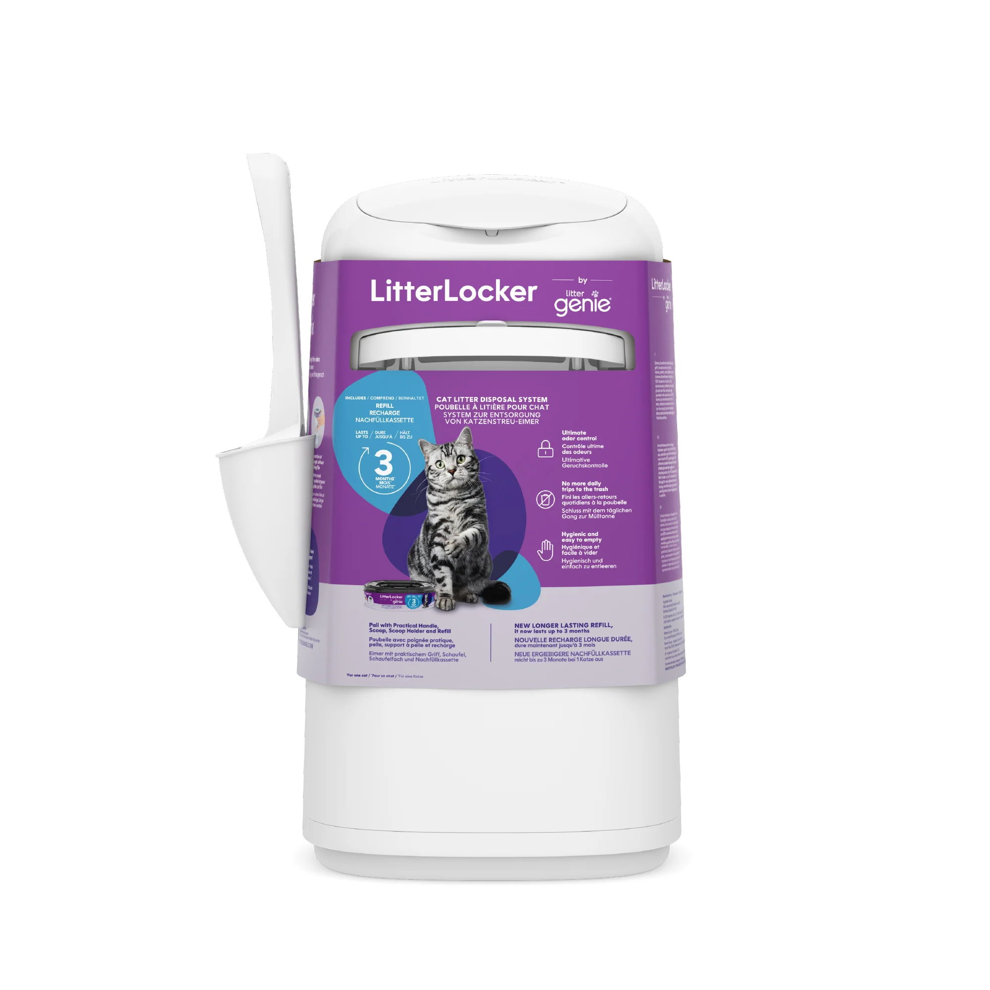 Litter Locker By Litter Genie Original Cat Waste Disposal Bin With 1 Octagonal Refill - Image 4