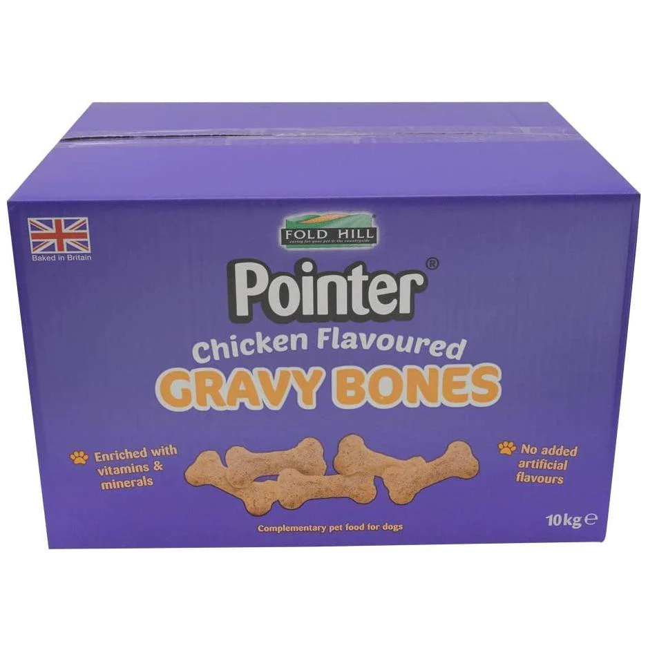 Pointer - Chicken Gravy Dipped Bones - Oven Baked Gravy Bones for Dogs, Added Vitamins, Use as Snack or Reward for Dogs