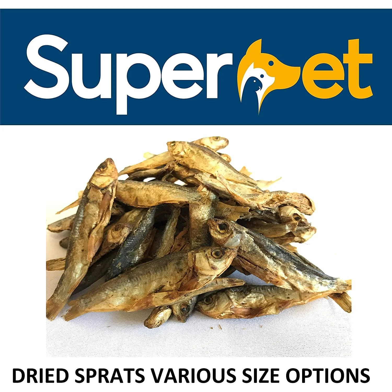 Superpet Dried Sprats Dog Treats, Hypoallergenic Natural Dog Treats, 100% Dried Sprats, High in Protein & Omega 3 Fish Oil, Grain Free Treats for Dogs, Cats, Puppies & Kittens
