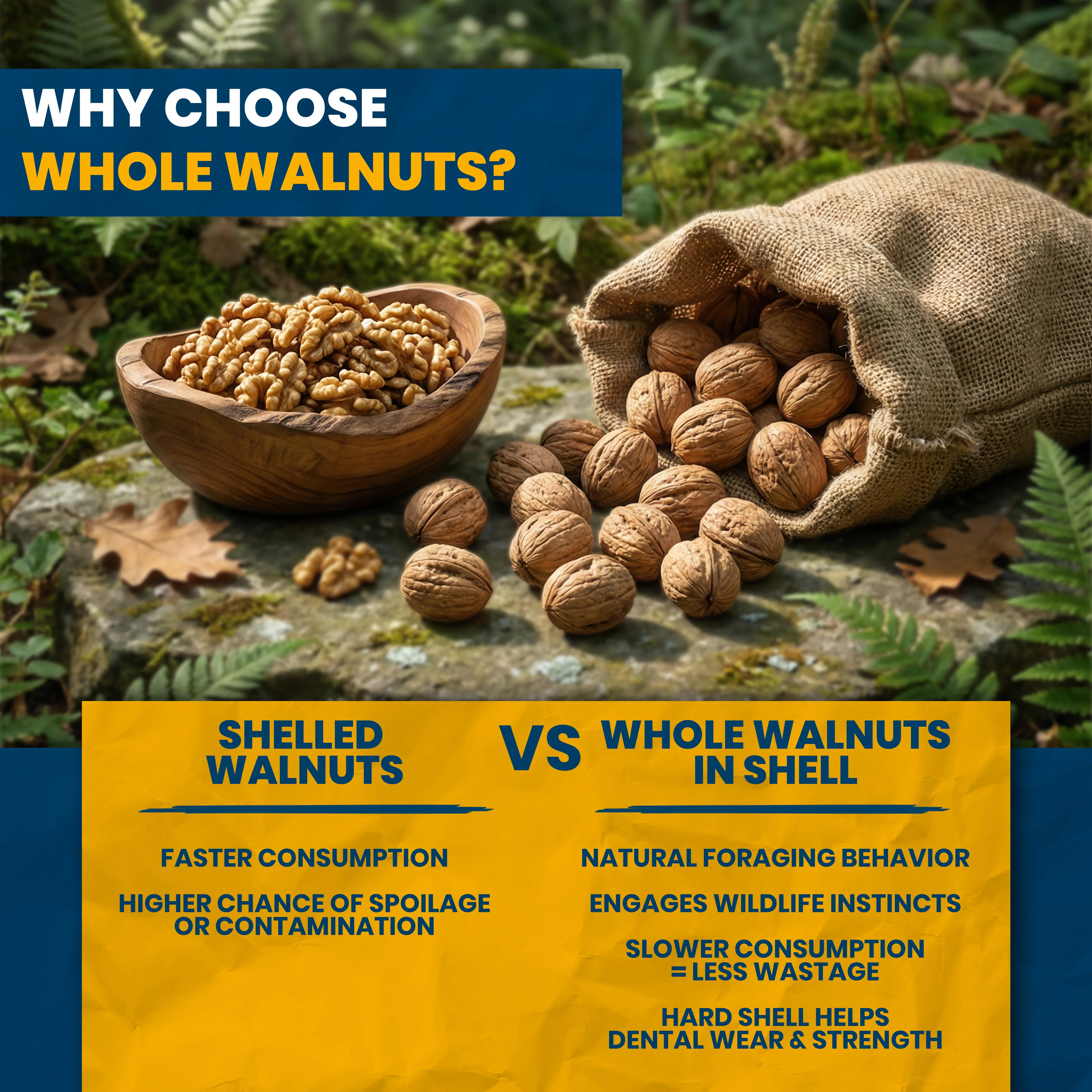 Superpet Premium Walnuts in Shell, Squirrel and Parrot Food, High-Energy Natural Unsalted Nuts, Bird Food for Garden Wildlife, Enrichment Whole Nuts in Shells - Image 3