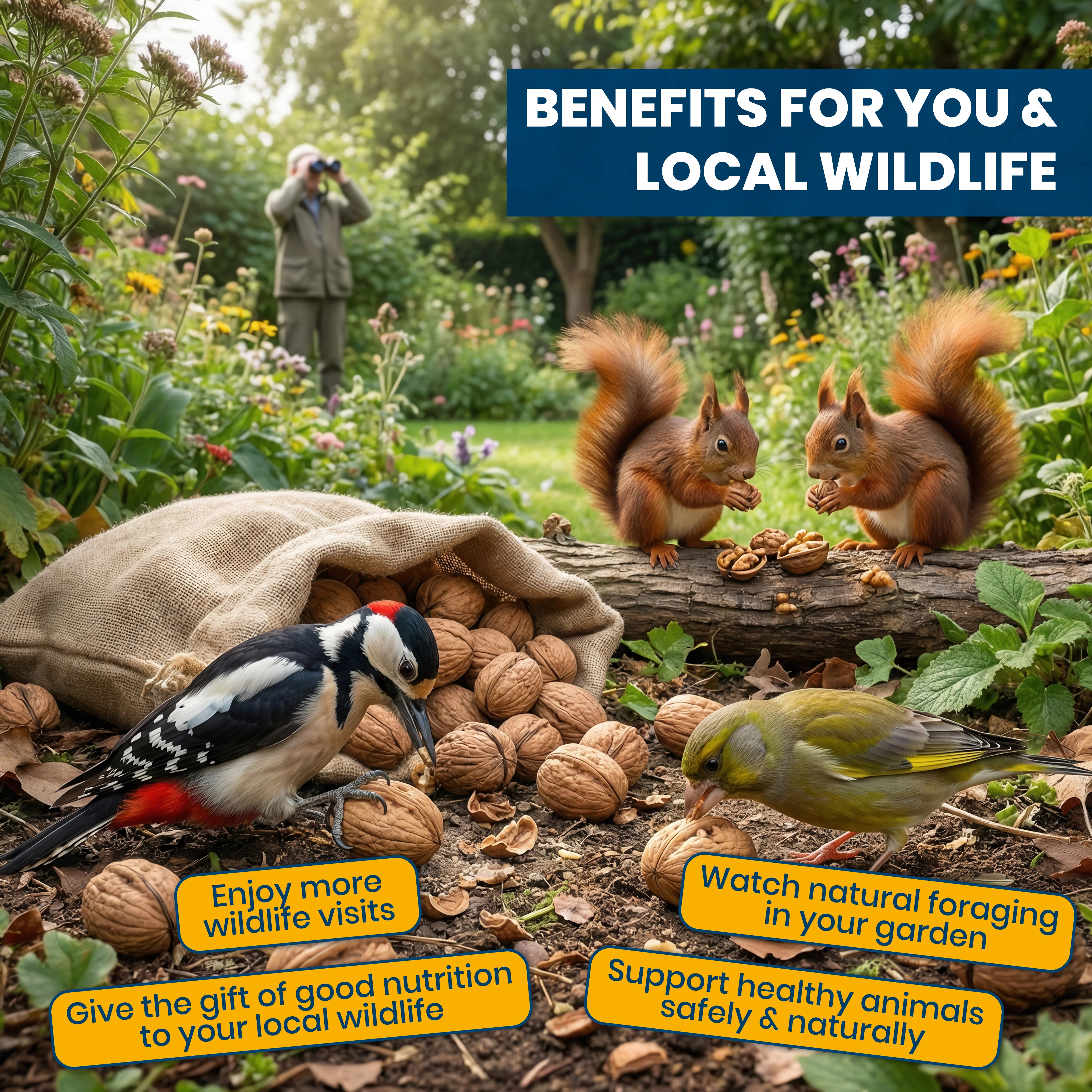 Superpet Premium Walnuts in Shell, Squirrel and Parrot Food, High-Energy Natural Unsalted Nuts, Bird Food for Garden Wildlife, Enrichment Whole Nuts in Shells - Image 7