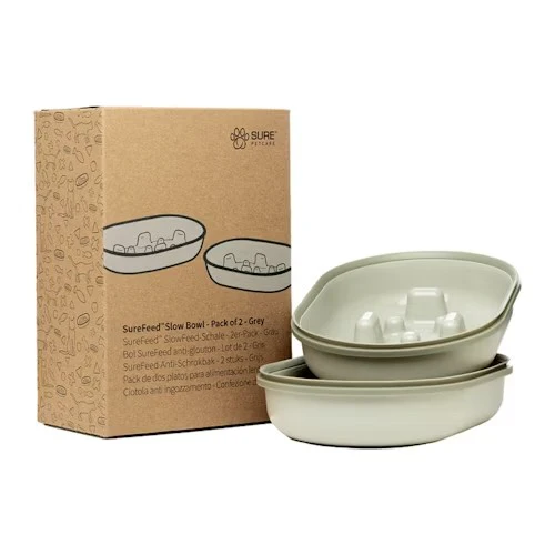 Sureflap Slow Feeder Bowl - Grey - 2 Pack (NEW) - Image 2